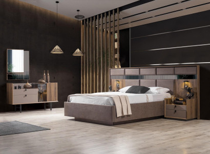 Modern Schlafzimmer Set Perfekte Bett 2x Nachttische und Schminktisch